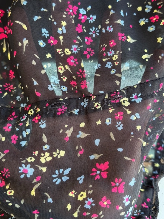 Decree Black Floral Lace Trim Tank Cami Boho Lightweight Medium - Picture 7 of 14